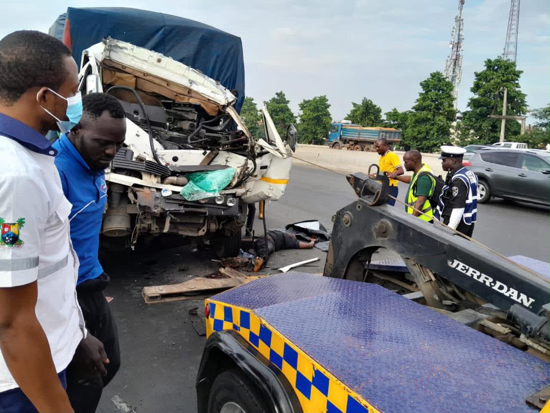 Lagos Bridge Crash: One Dead, Heavy Traffic After Multiple Trucks Collide